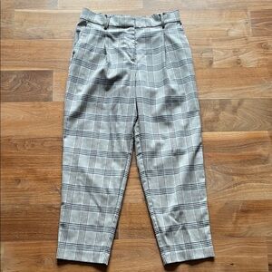 LOFT Women's Beige Checkered Trousers